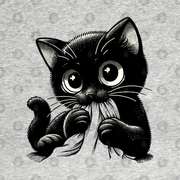 Cute Black Cat Biting by NameOnShirt